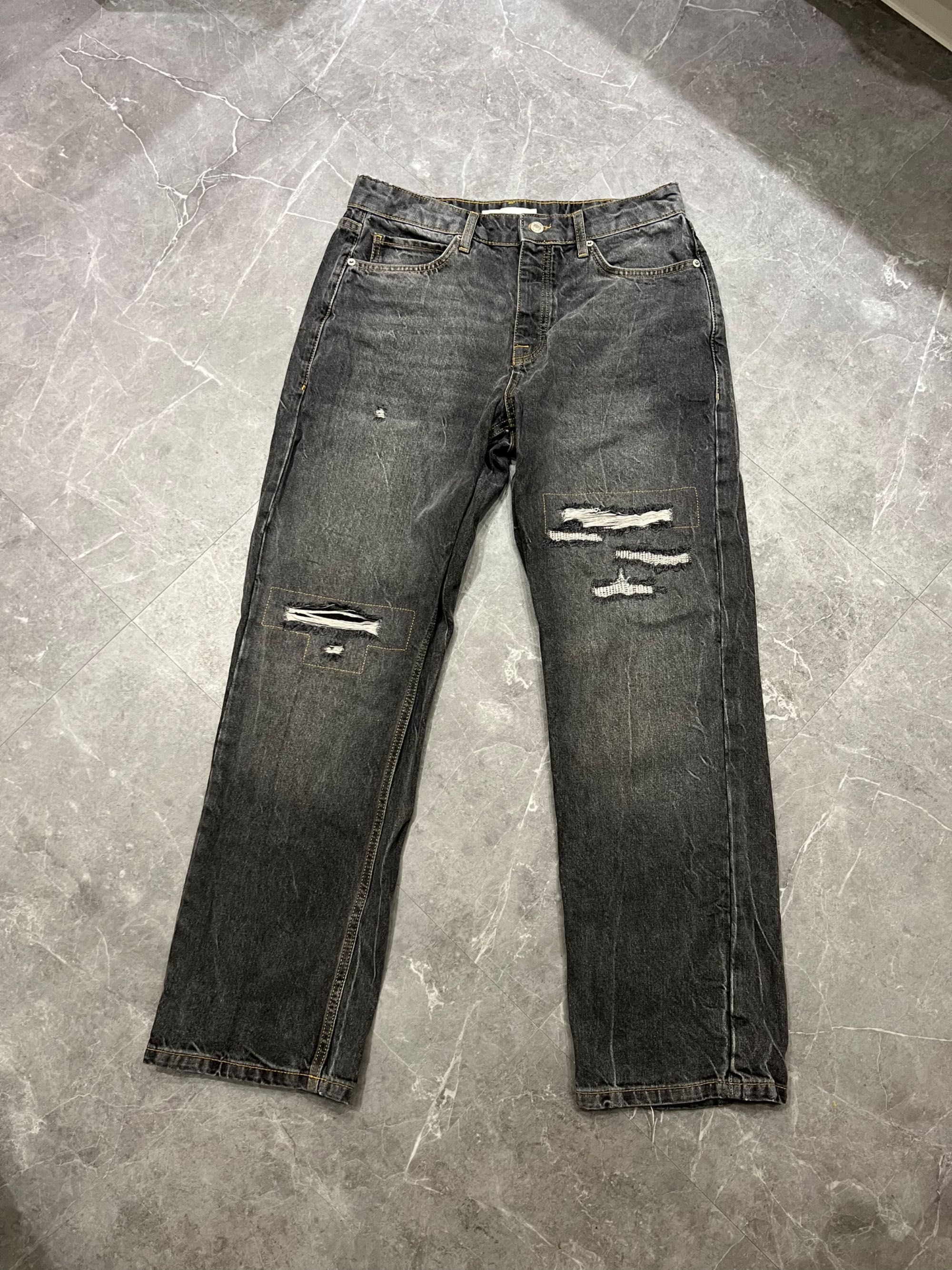 Topman szare jeansy z przetarciami W32 L30