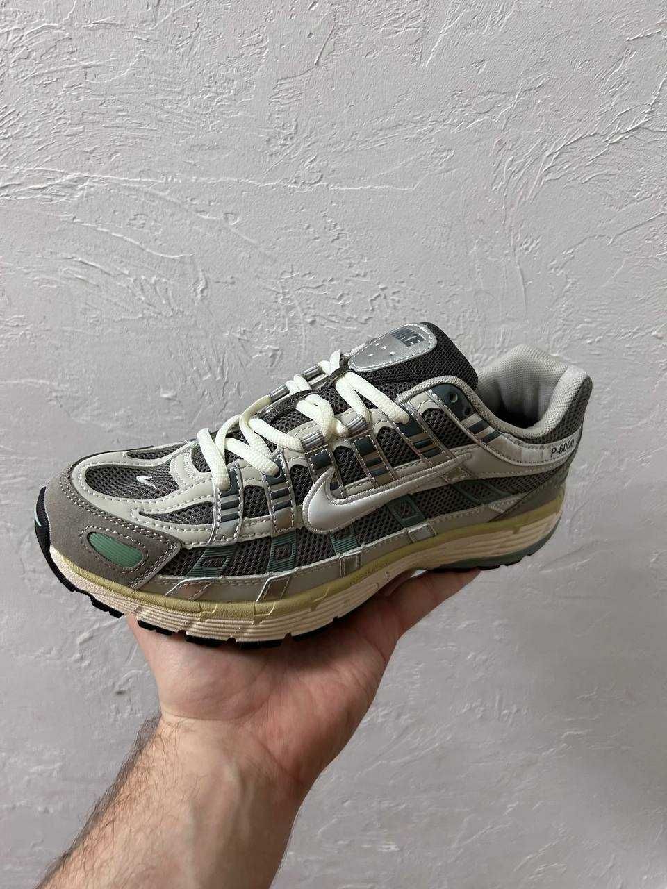 Чоловічі кросівки Nike P-6000 сірий з зеленим D623 ТОПОВІ