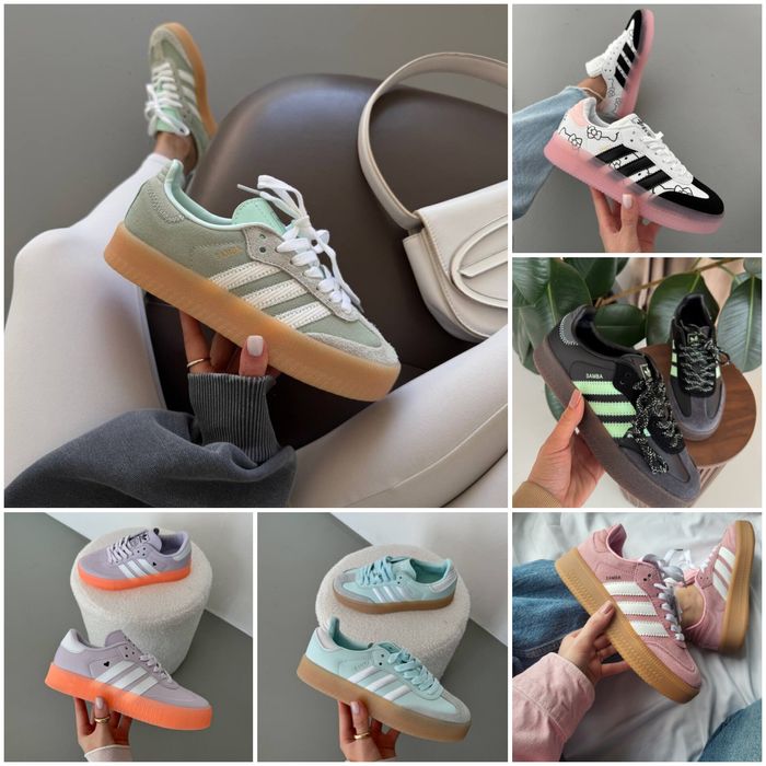 р36-45 Кросівки Adidas Samba Platform White Black Beige Green Brown