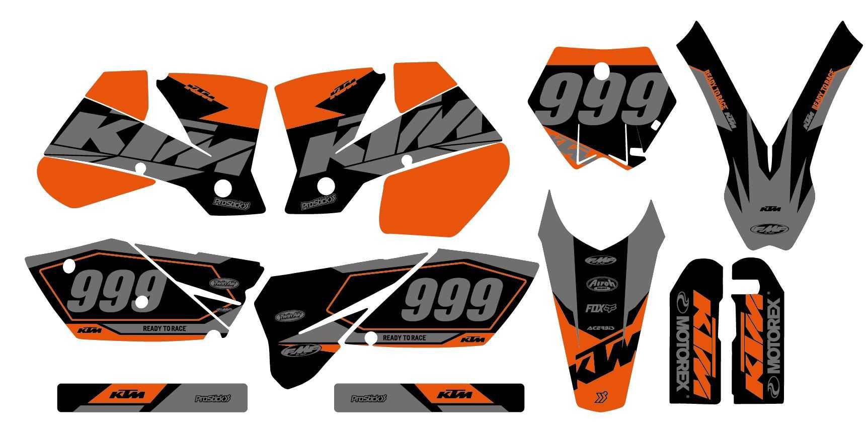 Kit Autocolantes ktm exc sx de 1998 a 2007