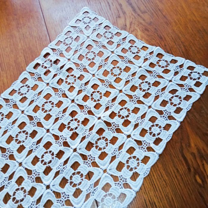 GIPIUROWY bawełniany bieznik -smietankowa biel -90cm x33cm