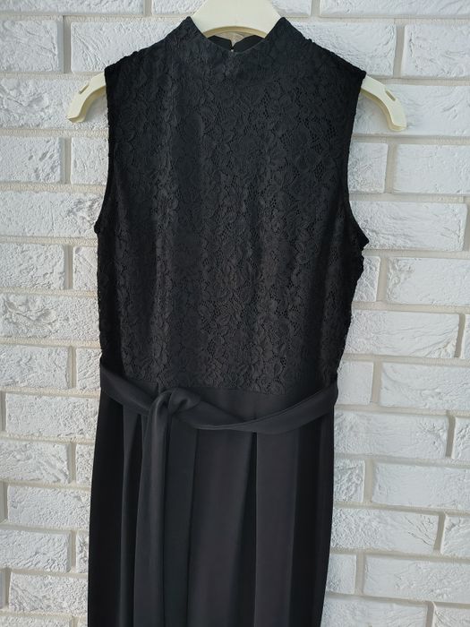 Elegancki czarny kombinezon koronka H&M r. M 38 sylwester