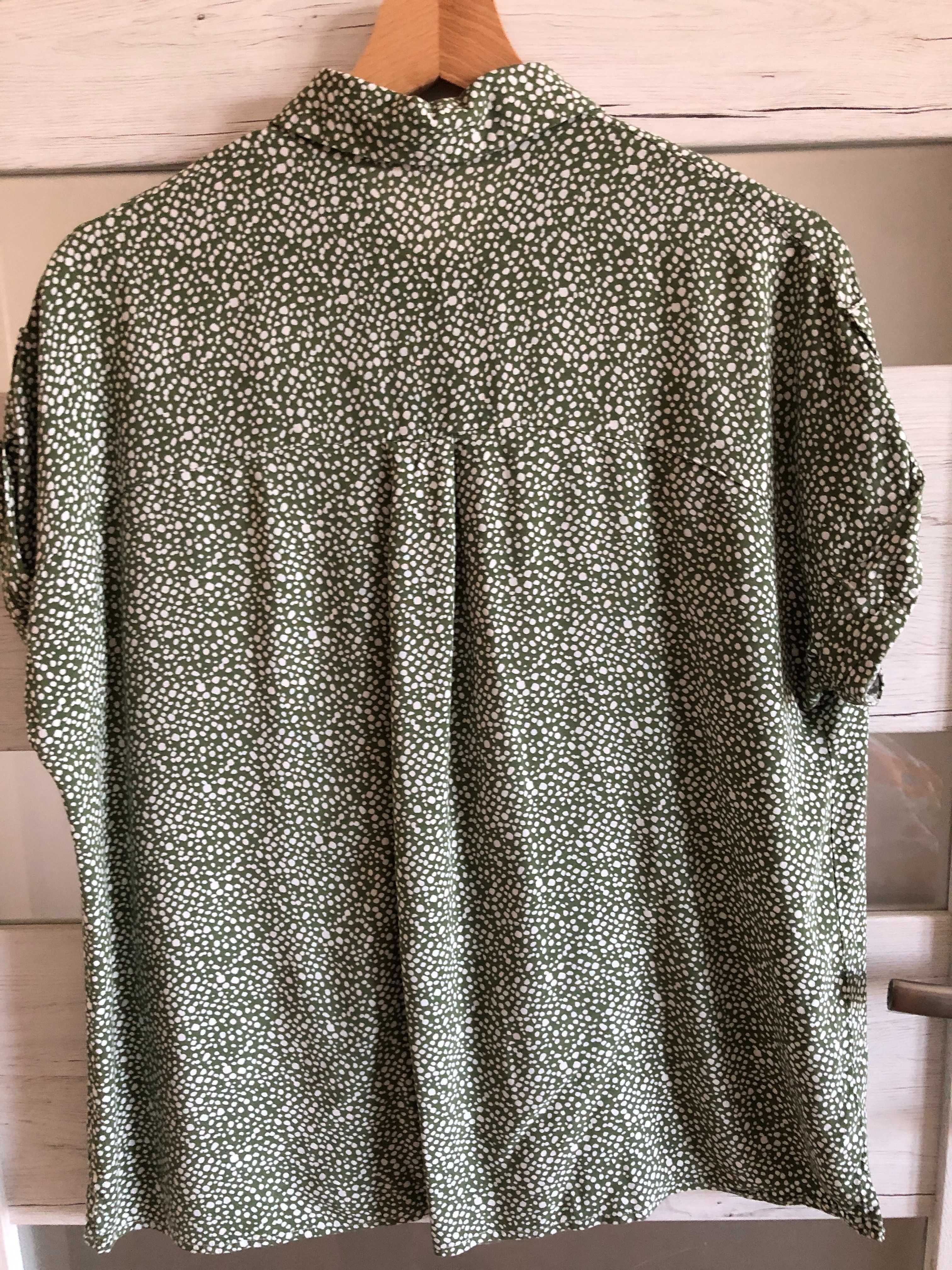 Bluzka zielona w białe kropki Reserved XL wiskoza