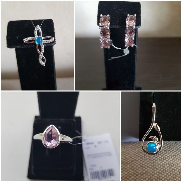 Серебро природные минералы, серьги сережки