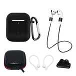 Zestaw silikonowe etui AirPods 2 / AirPods 1 + futerał / zaczep na uch