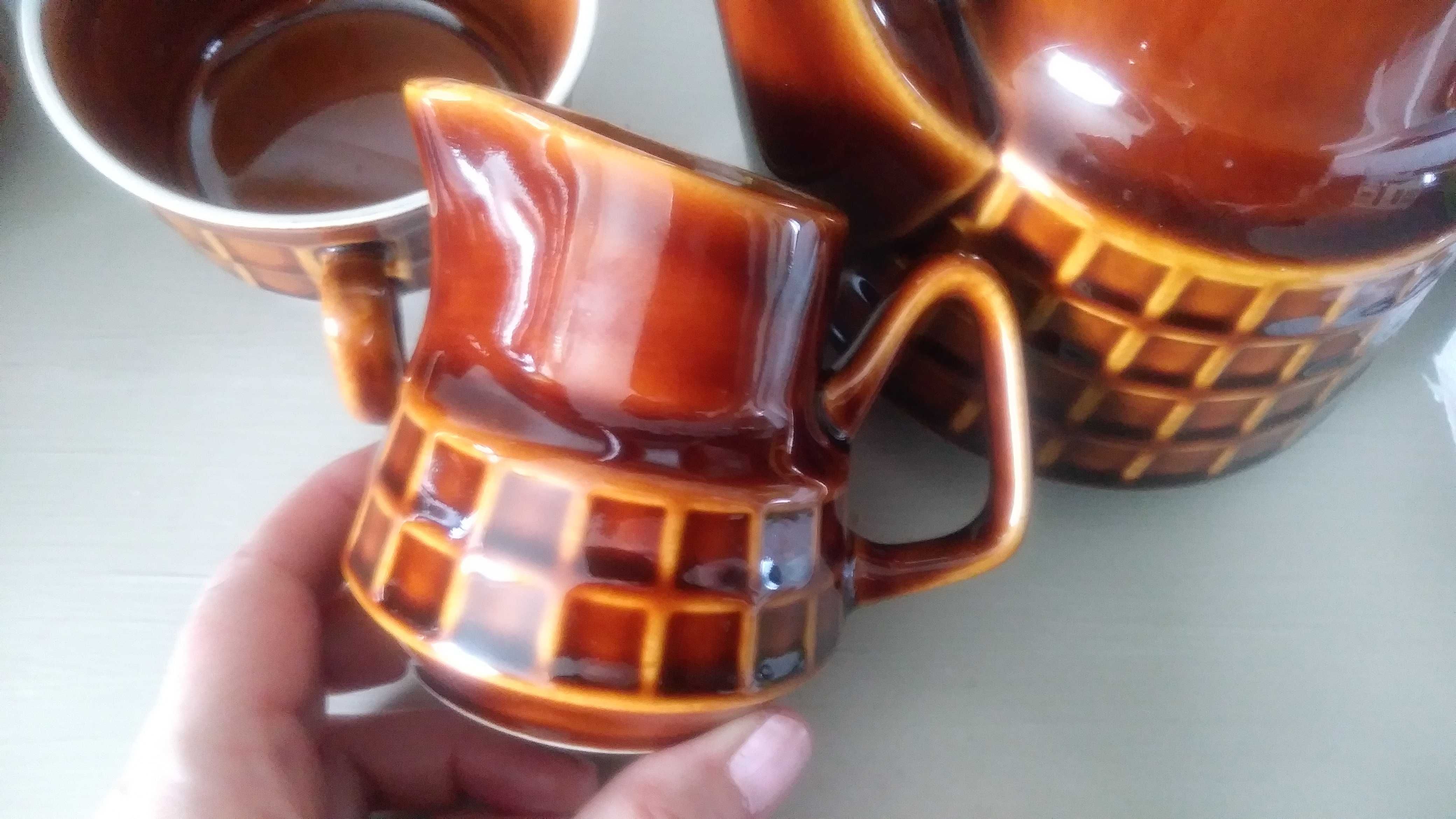 Porcelit Pruszków kratka serwis do kawy herbaty PRL ideal