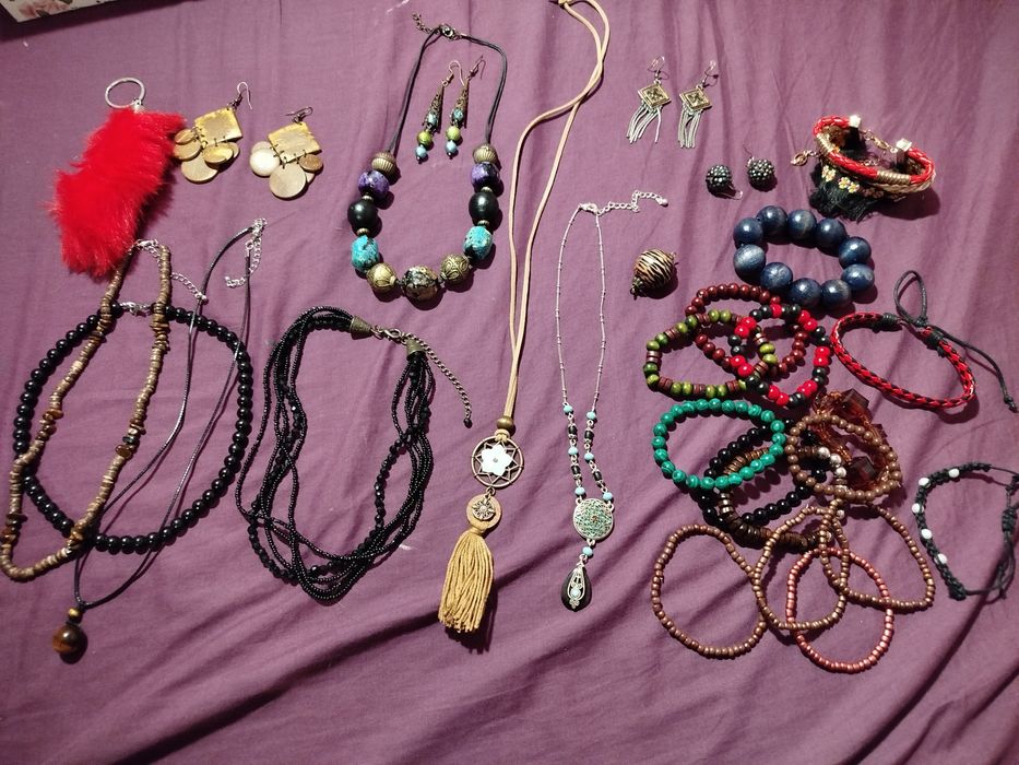 Wielki zestaw biżuterii w stylu boho etno goth etniczne