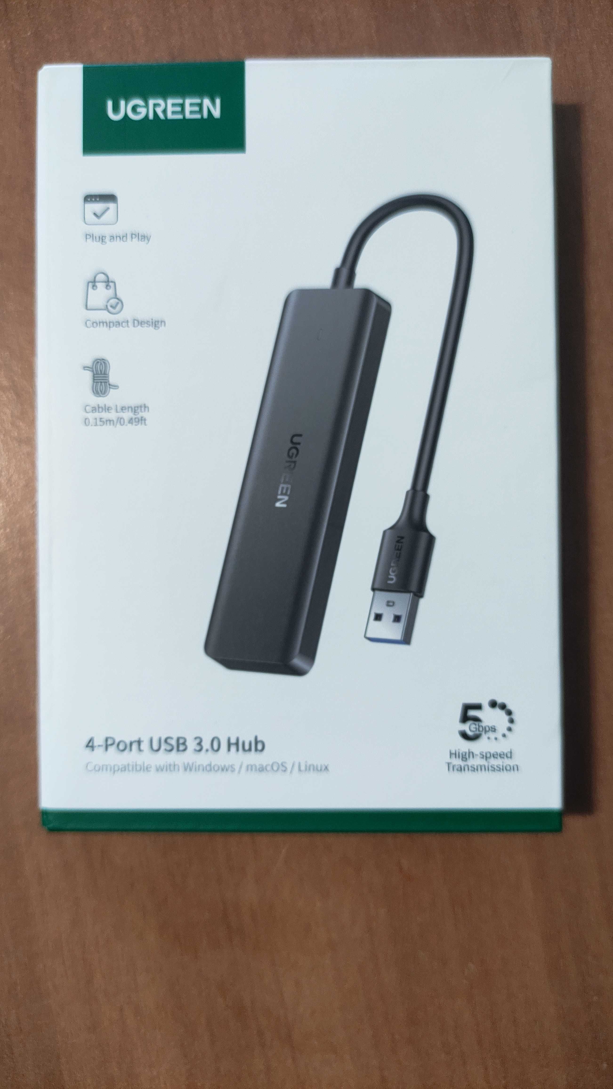 Концентратор USB 3.0 UGREEN Hub USB-A(3.0) to 4 USB-A(3.0)