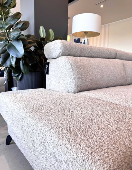 Siella narożnik w tkaninie boucle z funkcją spania - MEBLE PYKA