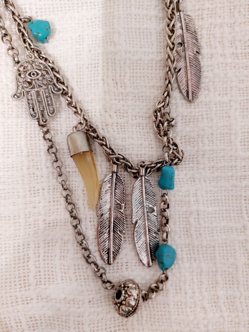 Colar com penas boho
