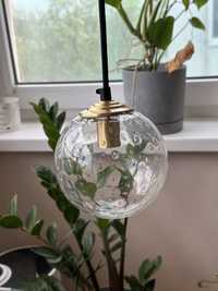 Lampa wisząca vintage retro kula szkło bąbelkowe 3 sztuki mosieżna