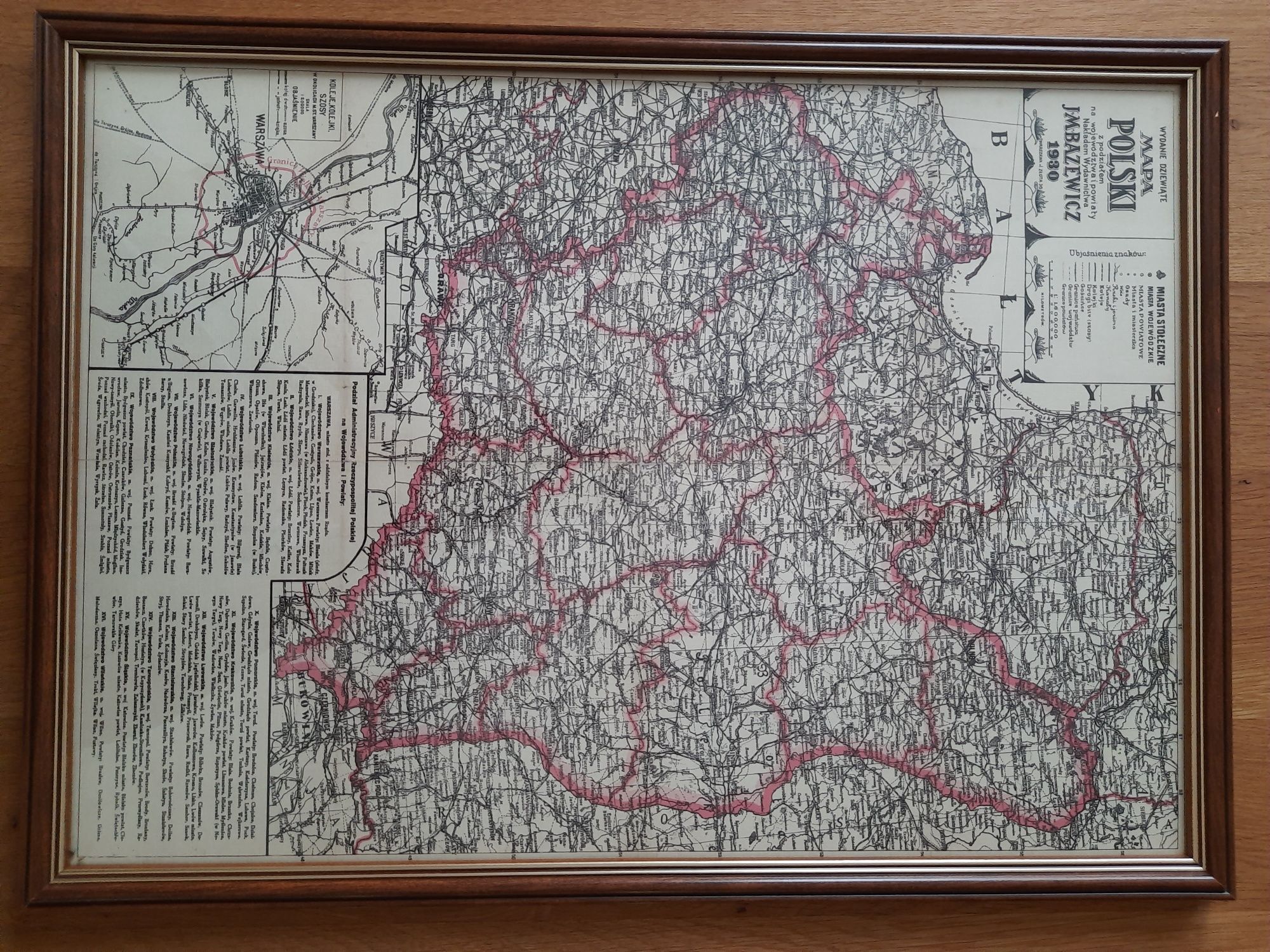 Mapa Polski z 1930r. - reprodukcja.