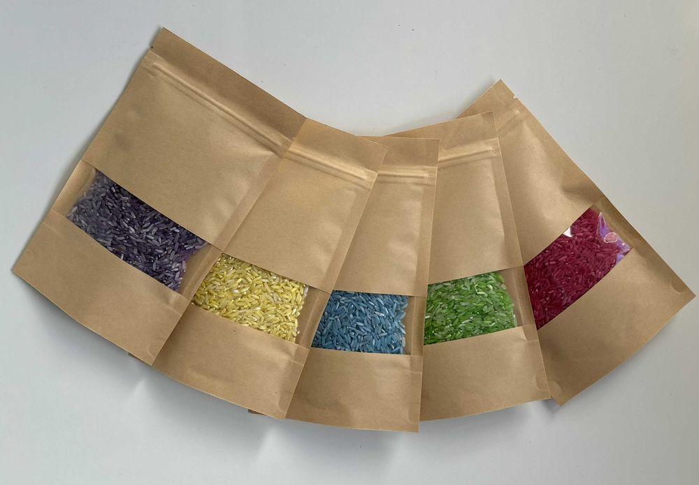 Kolorowy ryż sensoryczny – barwiony, ekologiczny, 5 kolorów, 5 x 100 g