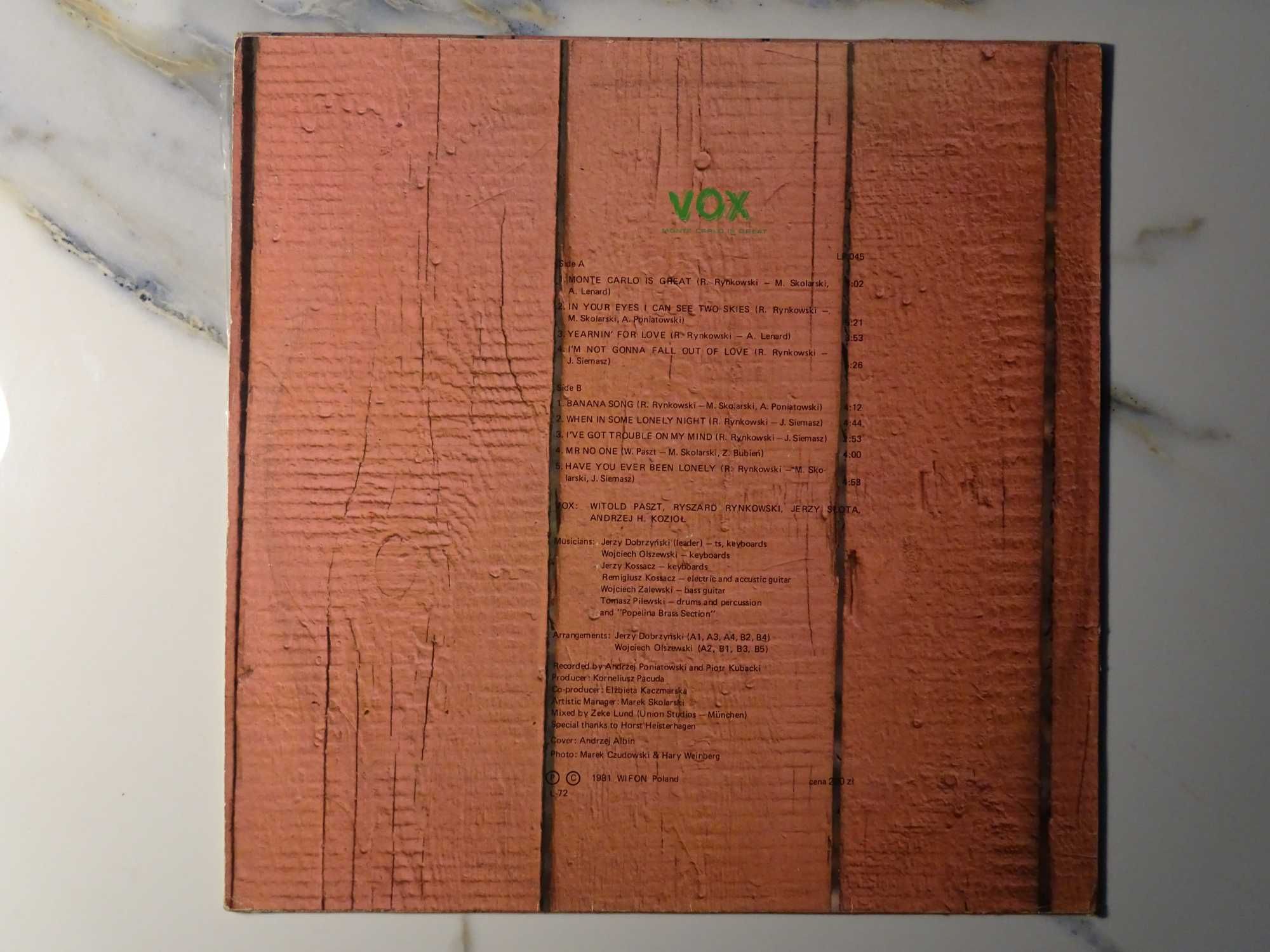 Winyl LP: VOX Rynkowski "Monte Carlo Is Great"