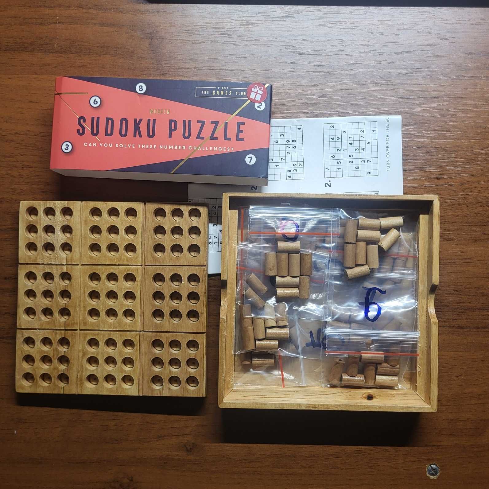 Sudoku drewniane mini - łamigłówka