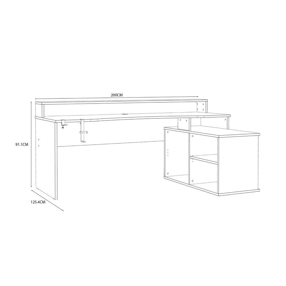 Biurko gamingowe SUPERNOVA214 LED - czarno-białe