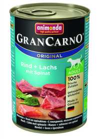 GranCarno wołowina + łosoś ze szpinakiem adult 20x400g