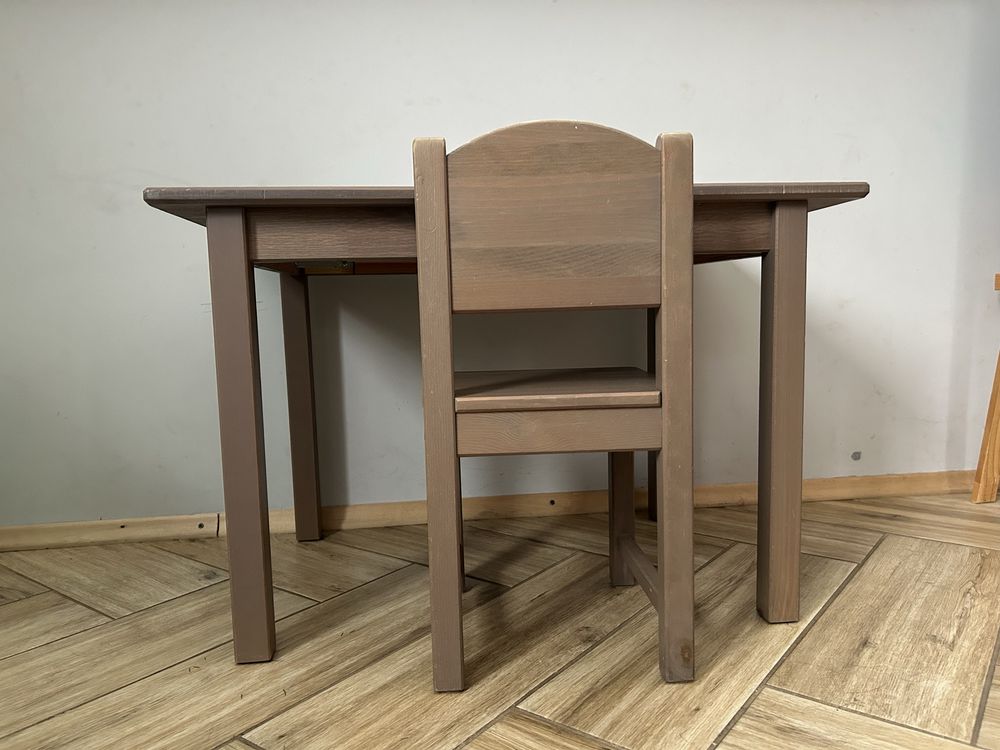 Ikea Sundvik stolik i dwa krzesełka szarobrązowy