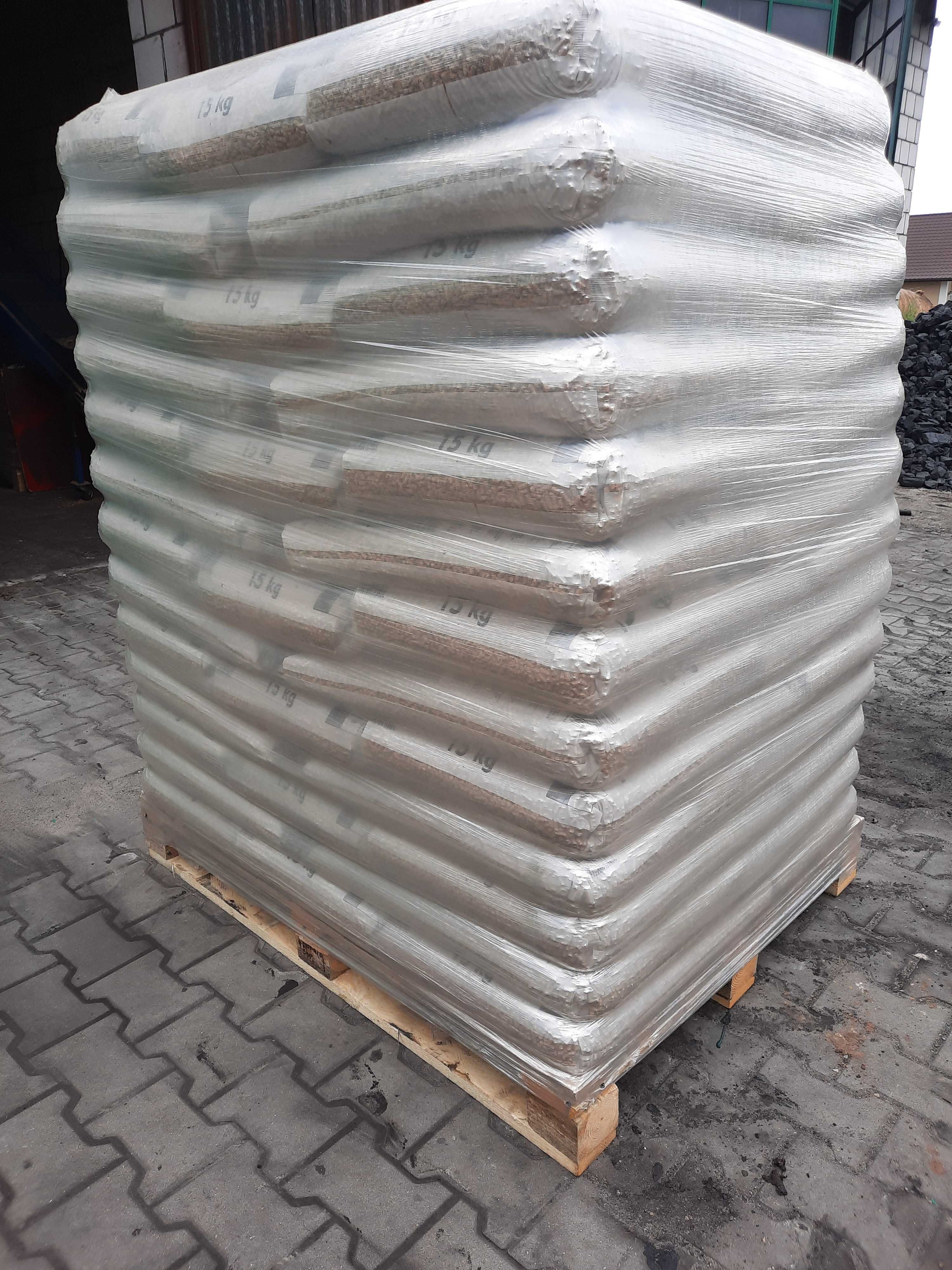 PELLET DRZEWNY, Dębowy, A1 worki 15 kg/Przesiewany, Transp