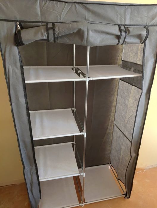 Składana szafa tekstylna XXL 170x90x45 cm organizer ubrania szary