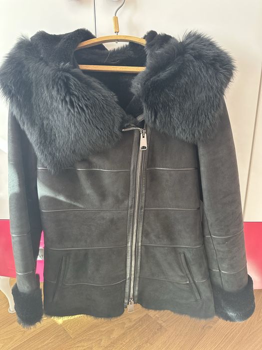 Дублянка натуральна,прикрашена натуральним хутром Єнота.