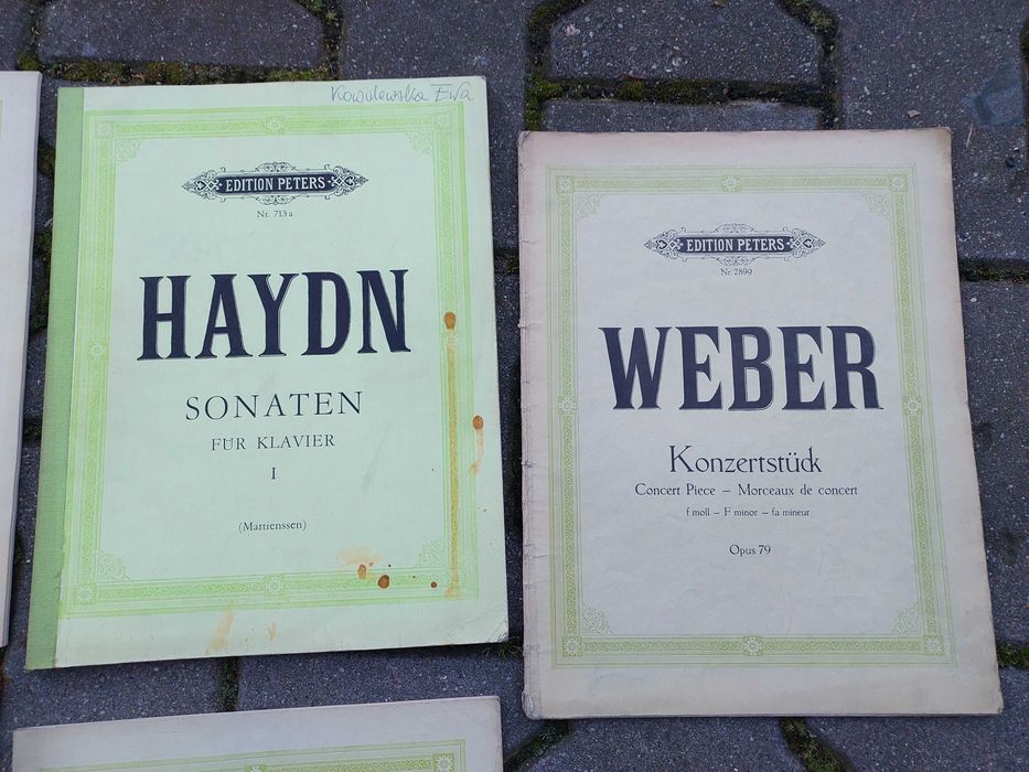 Nuty na fortepian zestaw starych zeszytów 6szt Bach Weber Haydn inne