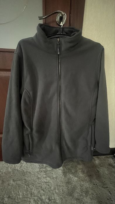 Чоловіча флісова куртка, фліска, зіпка, кофта тепла сірого кольору.