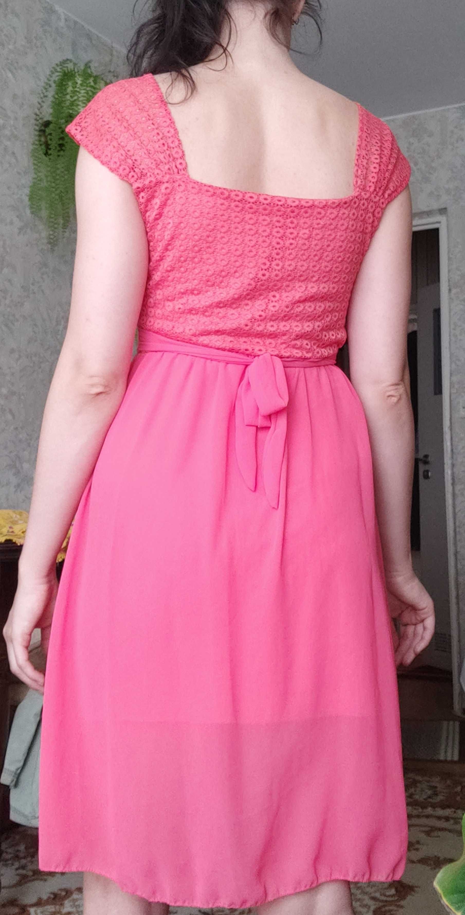 Sukienka na ramiączkach różowa malinowa rozmiar S 36 letnia