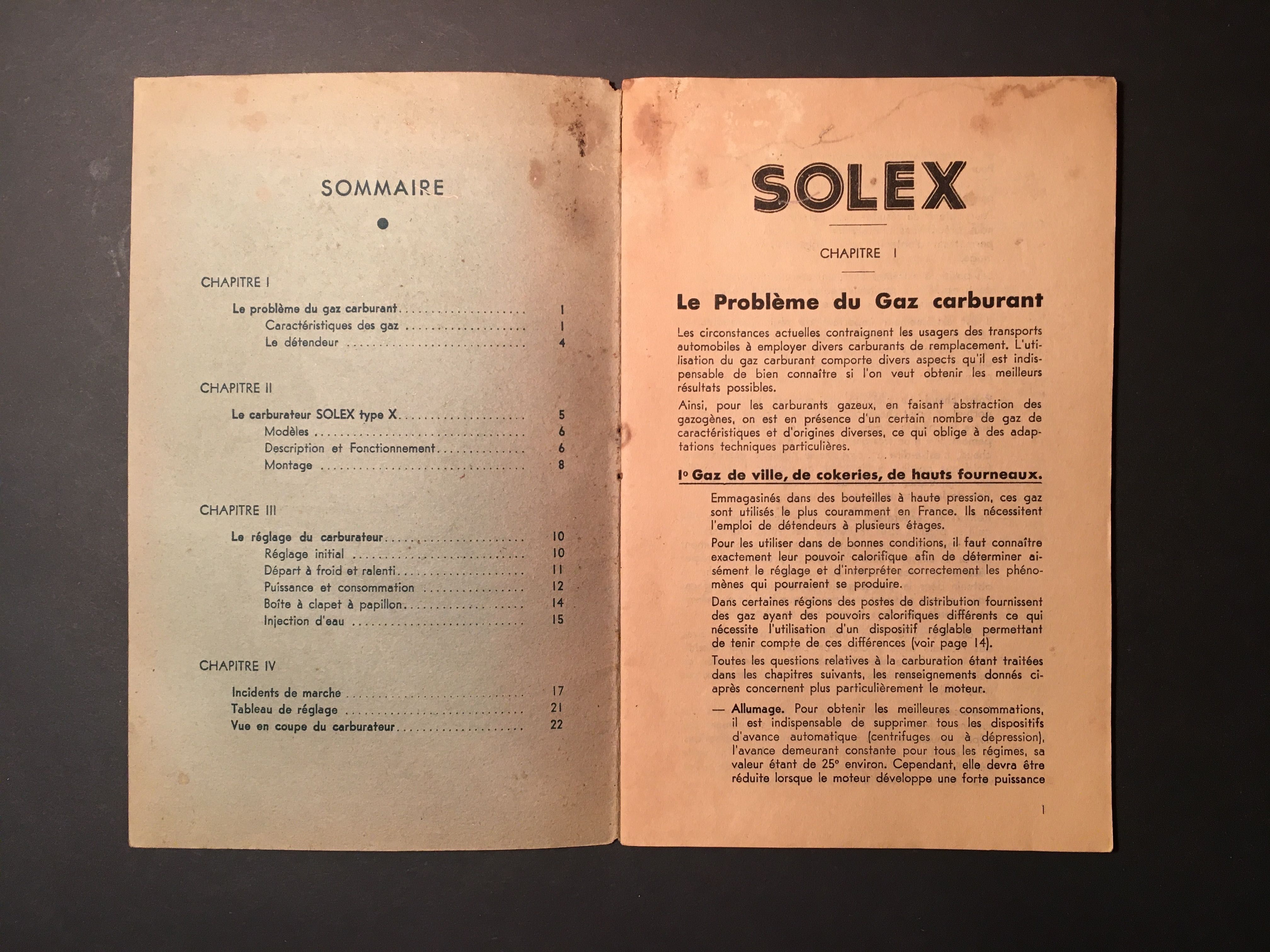SOLEX - manual de instruções - carburateur type X gaz et essence
