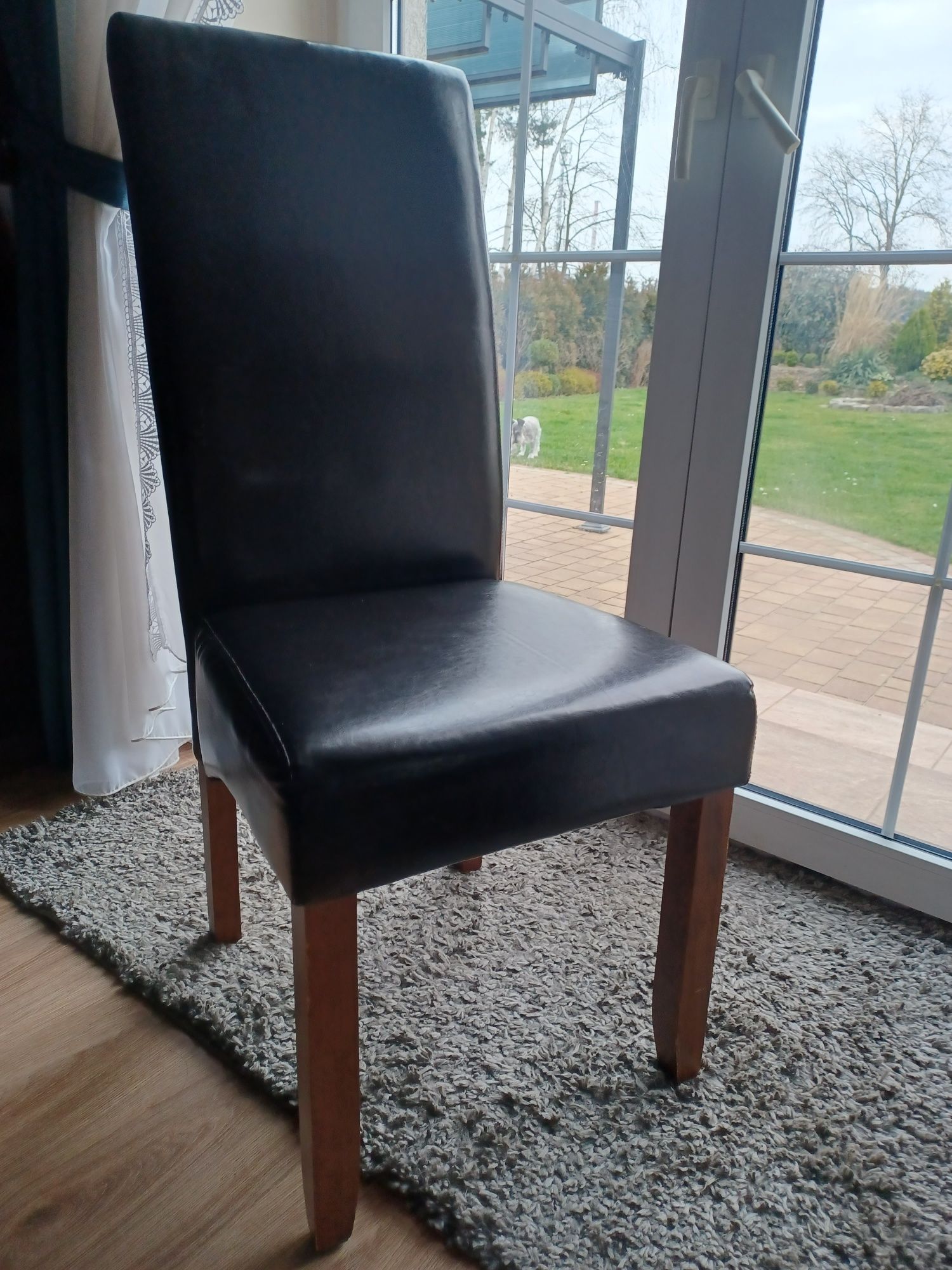 Krzesła, czarne, skóra ekologiczna 6 szt.