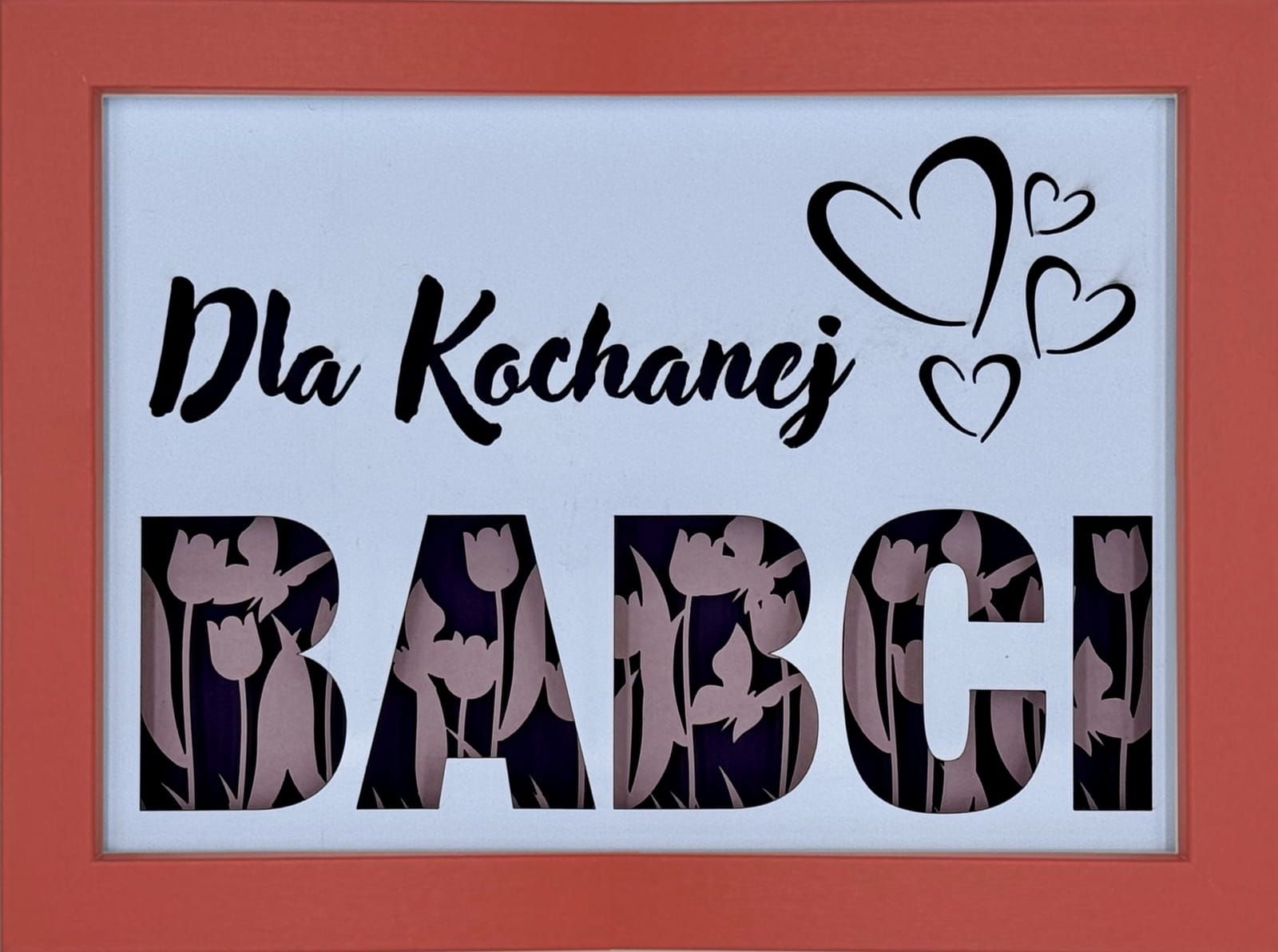 Ramka 3D shadow box Dla Kochanej Babci Tulipany 20x15
