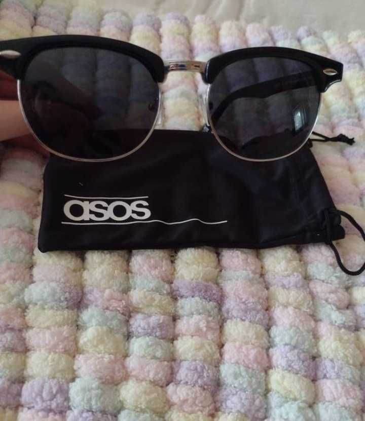 ASOS/ Czarno-Srebrne okulary przeciwsłoneczne z Londynu, NOWE