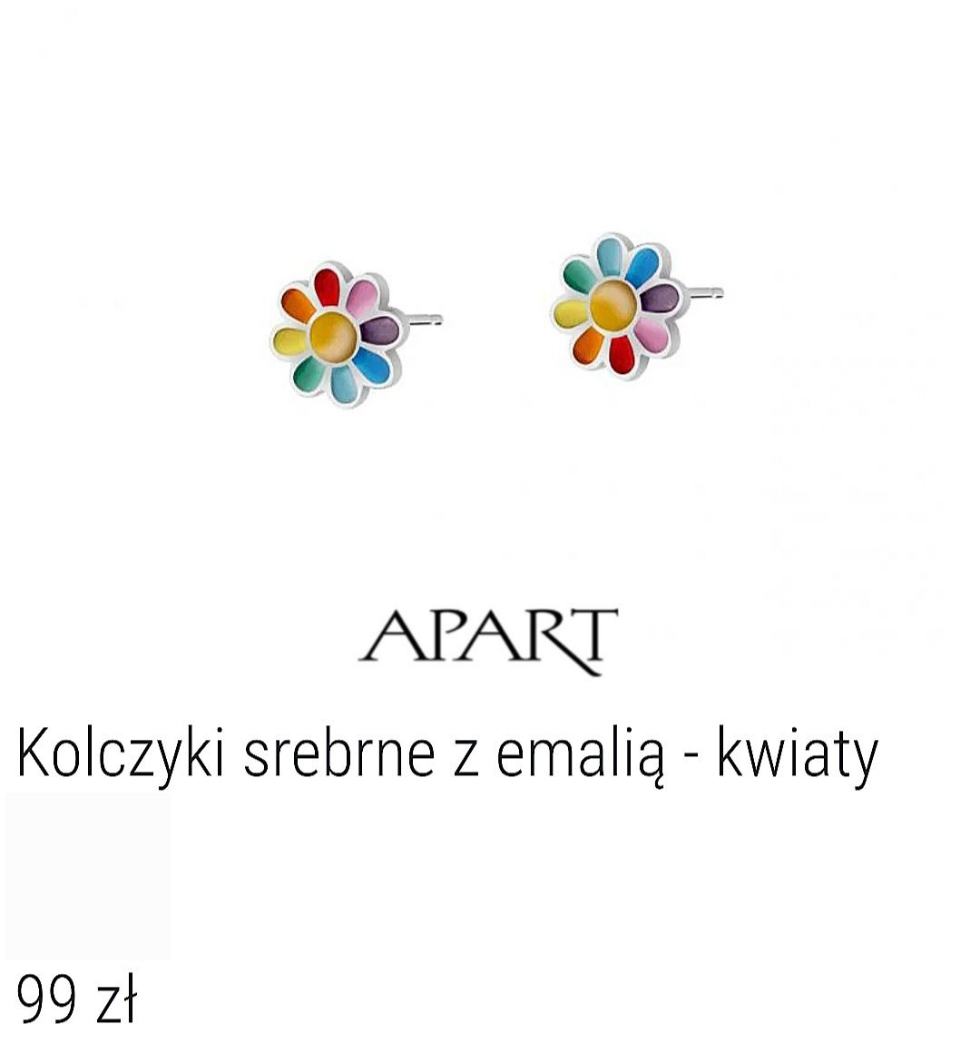 SREBRO 925 Apart kolczyki kwiatki kolorowe emalia