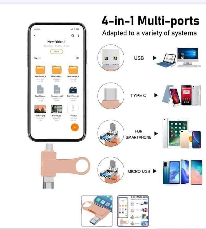 Flashdrive 512 Gb Pamięć USB 4 w 1