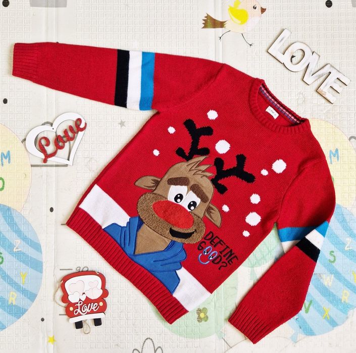 Новорічний Різдвяний светр Fred&Flo хлопчик 9-10 р світшот батнік худі