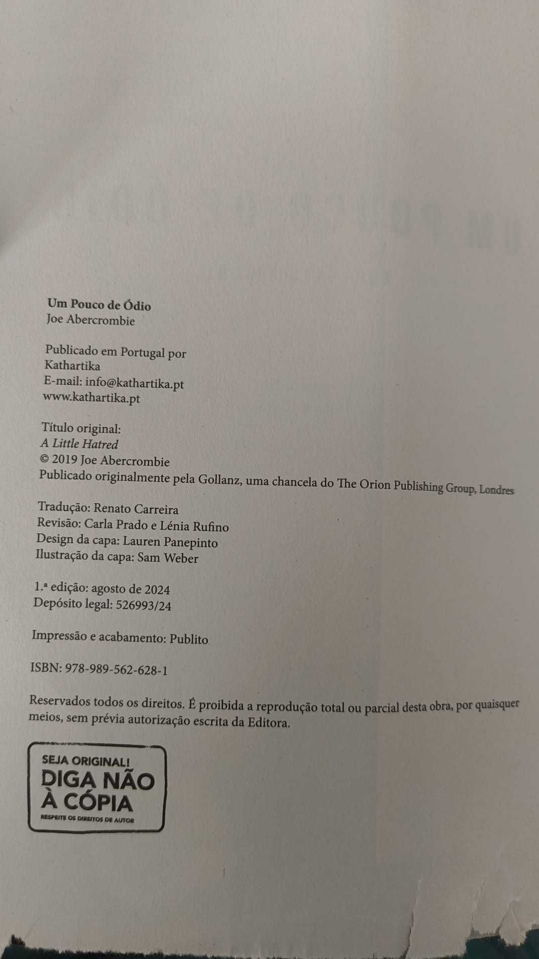 Um Pouco de Ódio (A Little Hatred) | Joe Abercrombie - Bom estado