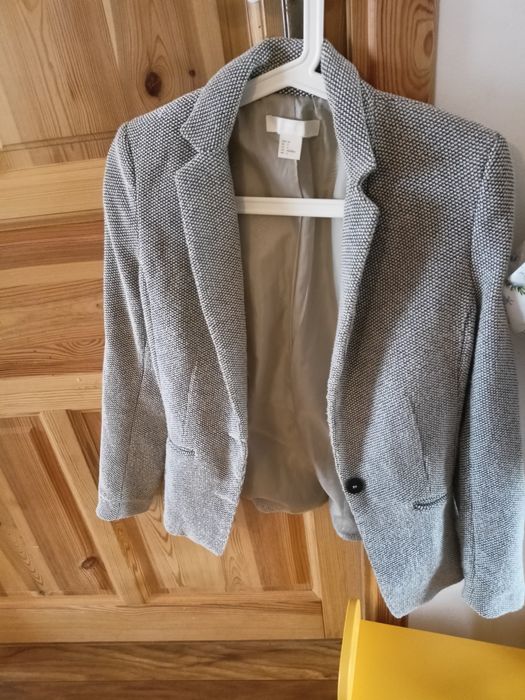 Żakiet damski XS 34 h&m bialo czarny ciepły