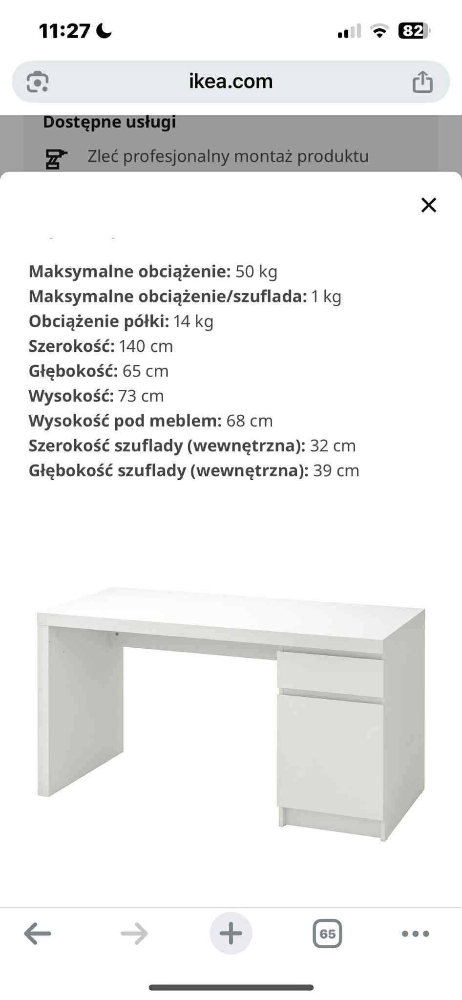 Biurko IKEA MALM białe