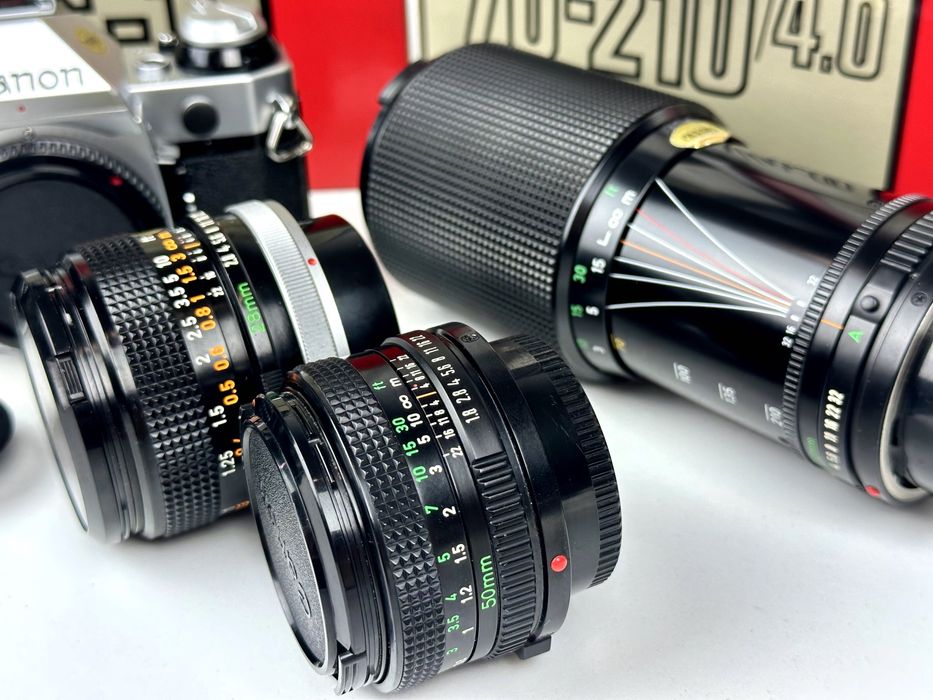 Canon AE-1 Program + 3 obiektywy + Power Winder A | w pudełkach