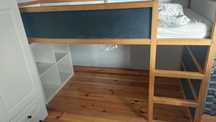 Łóżko KURA Ikea czarne (farba magnetyczna i tablicowa)