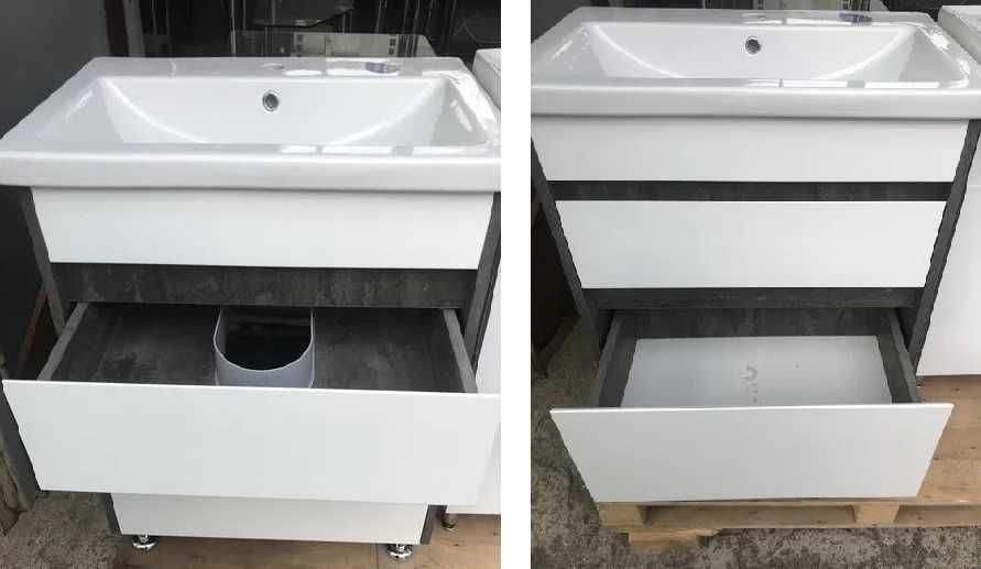 Умывальник Cersanit в комплекте с элитной тумбой (с цветной отделкой).