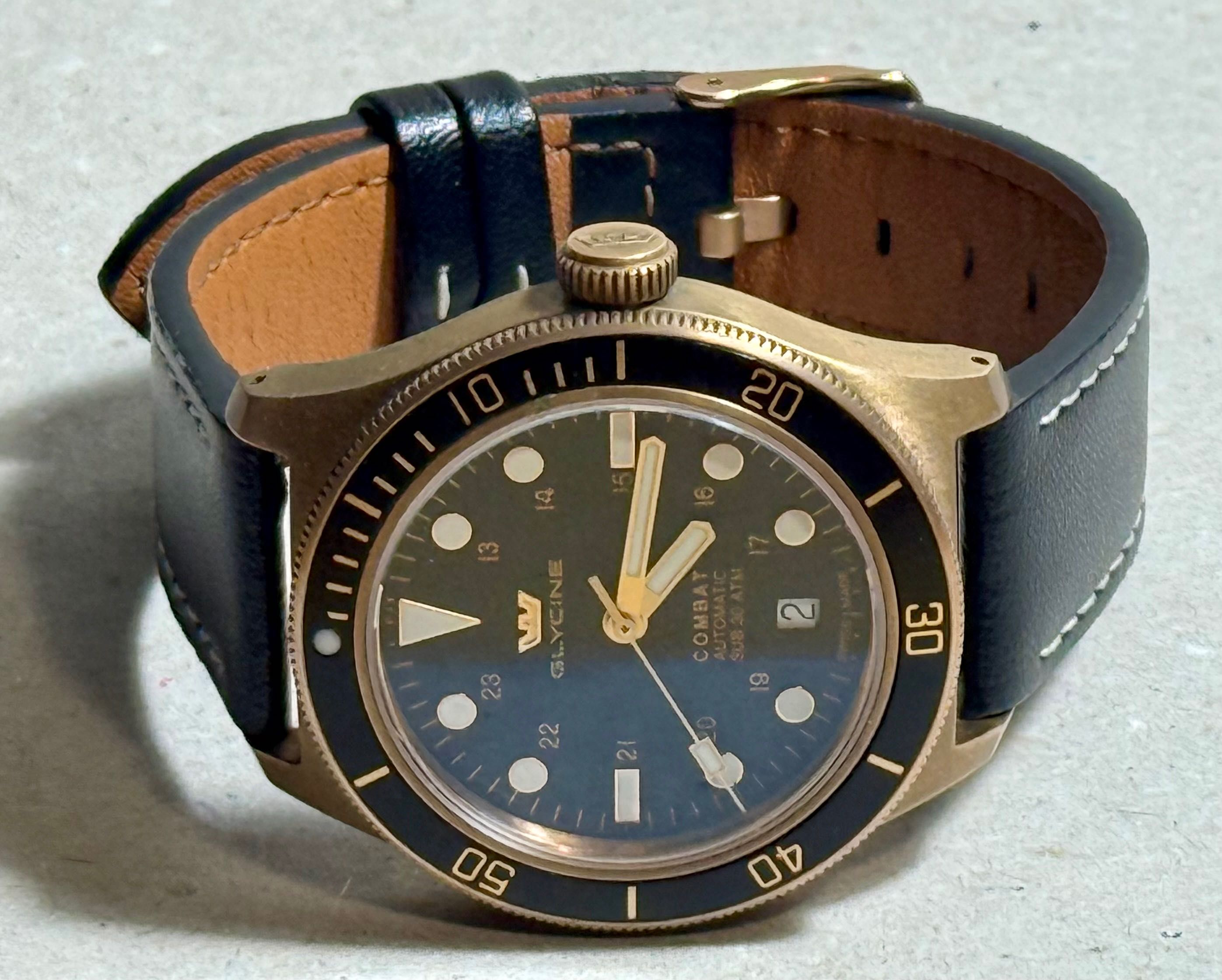 zegarek automatyczny Glycine Combat Sub 39 Bronze, 8 pasków, WR300, SW