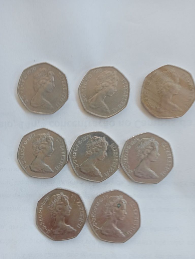 8 moedas UK 1970 a 1979
