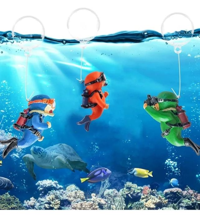 Zestaw 3 ozdób do akwarium/ Nurkowie