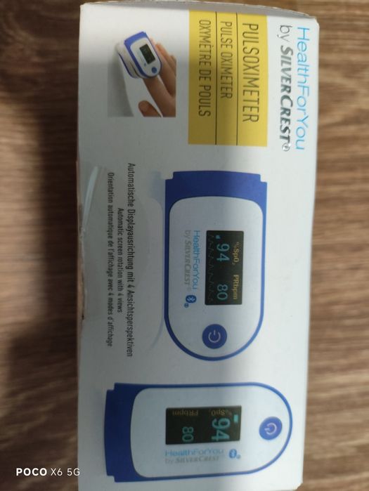 Silvercrest pulsoksymetr napalcowy z bluetooth nowy