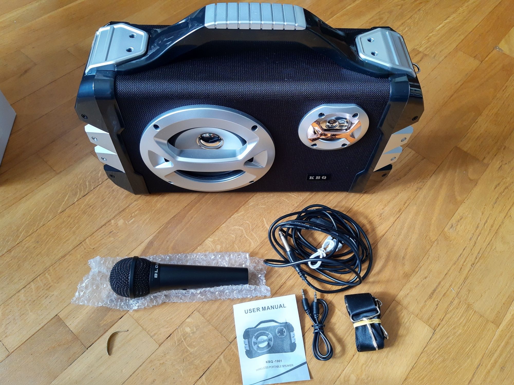 PROMO Boombox głośnik bluetooth karaoke + mikrofon - NOWY