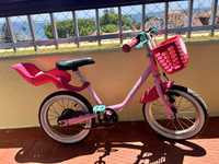 Bicicleta infantil Btwin 3-5 anos 14” rosa + acessórios