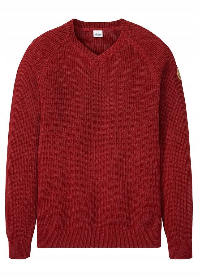 B.P.C bordowy sweter męski dekolt w serek r.3XL