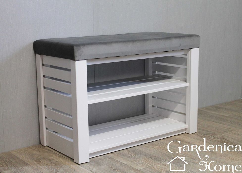 Szafka z siedziskiem tapicerowanym półki na buty przedpokój