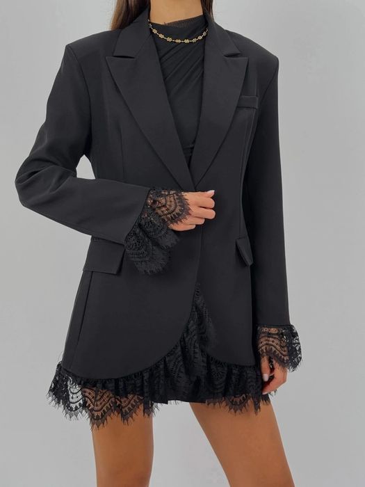 Żakiet marynarka koronka sm czarna